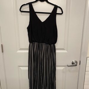 LOFT Black and White Stripe Maxi Dress